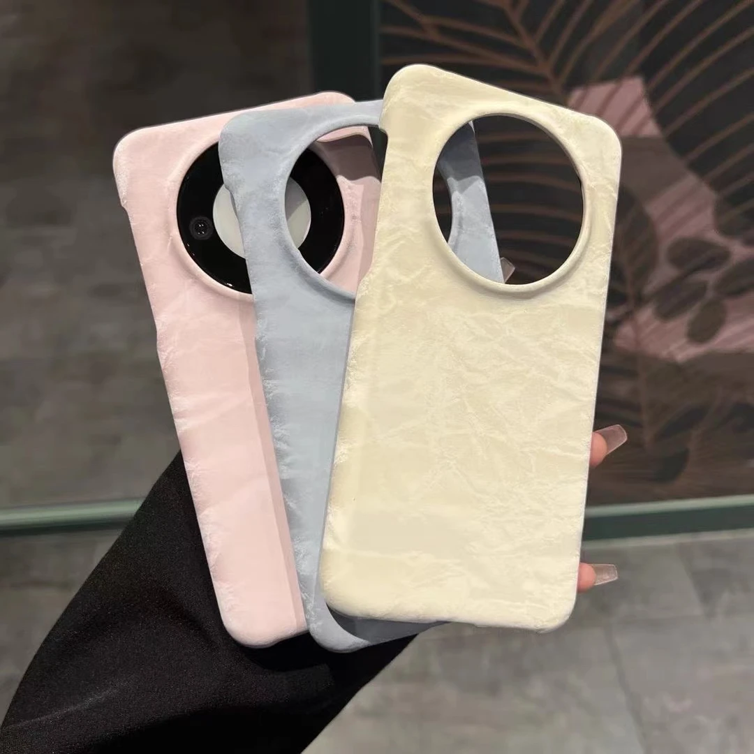 适用小米手机纯色简约防摔VIVo雪山纹半包苹果14透明魔鬼猫手机壳