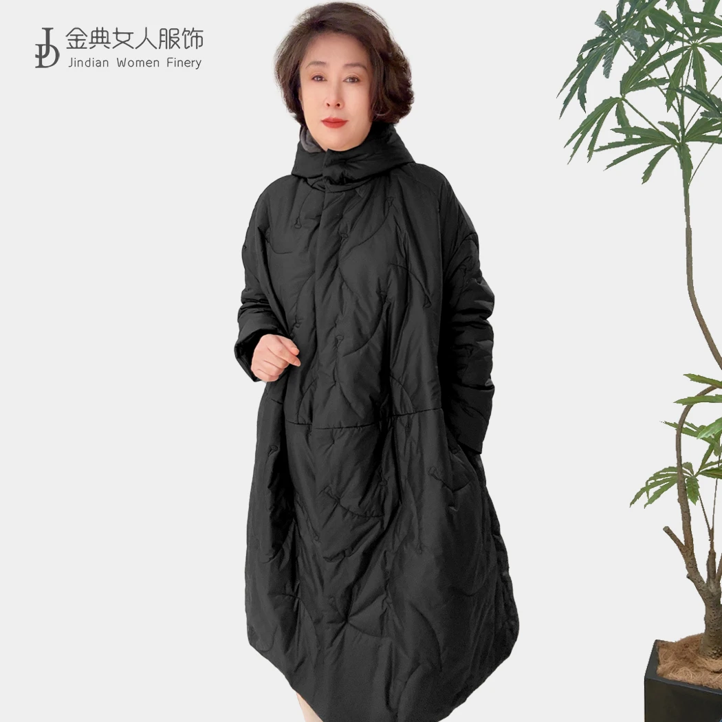 秋冬新款连帽单排扣洋气女棉服    中年妈妈时尚百搭显瘦外套5406