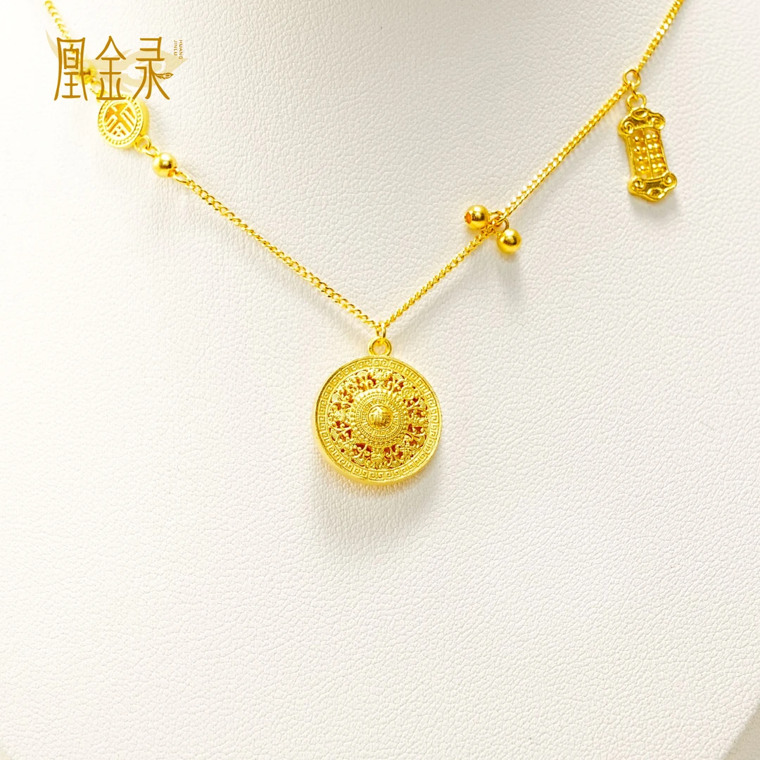 预售 足金999算盘八宝罗盘套链生日礼物送礼时尚传承经典复古黄金