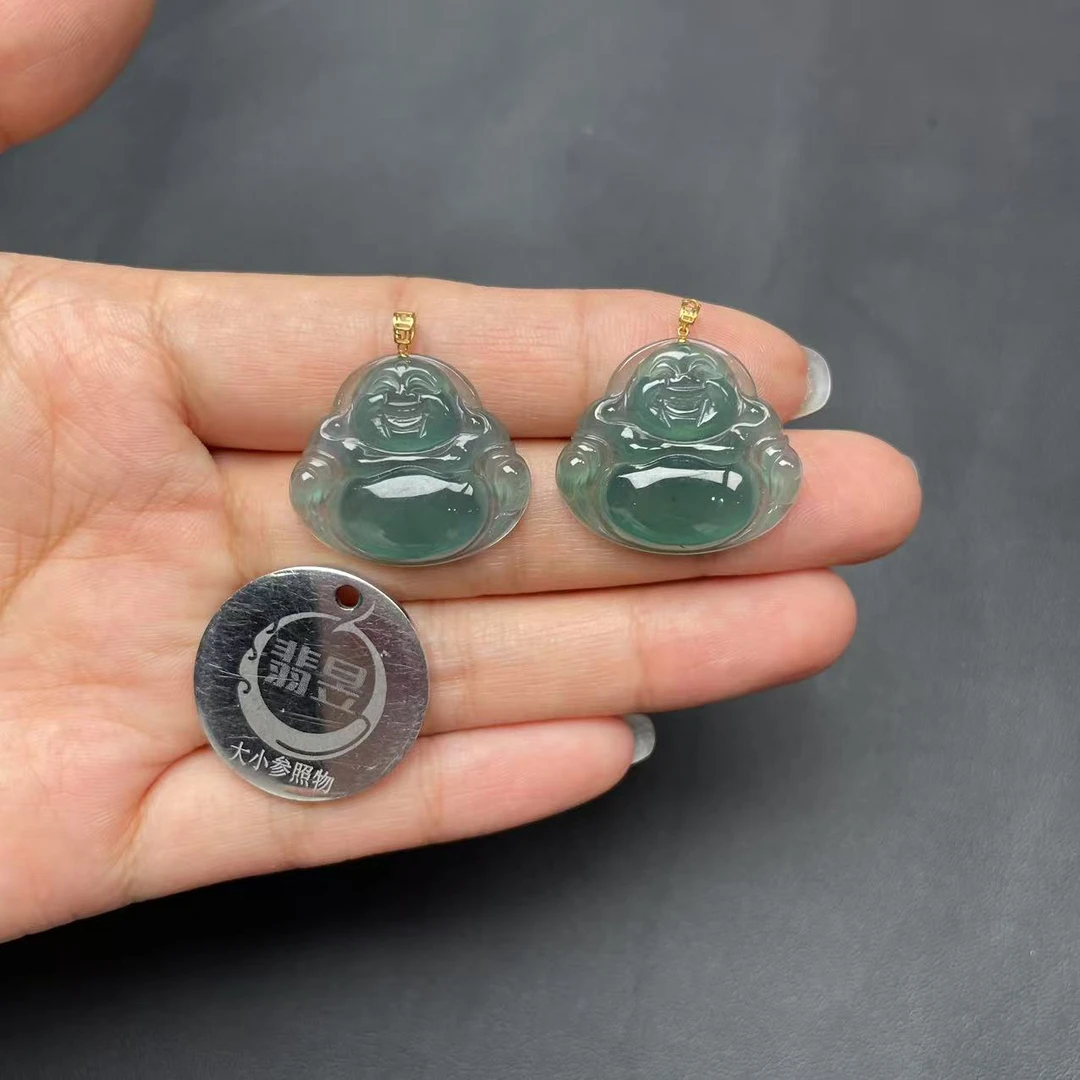 翡昱-N06-38771-615-天然A货翡翠吊坠18k金扣-多样性发其一-C