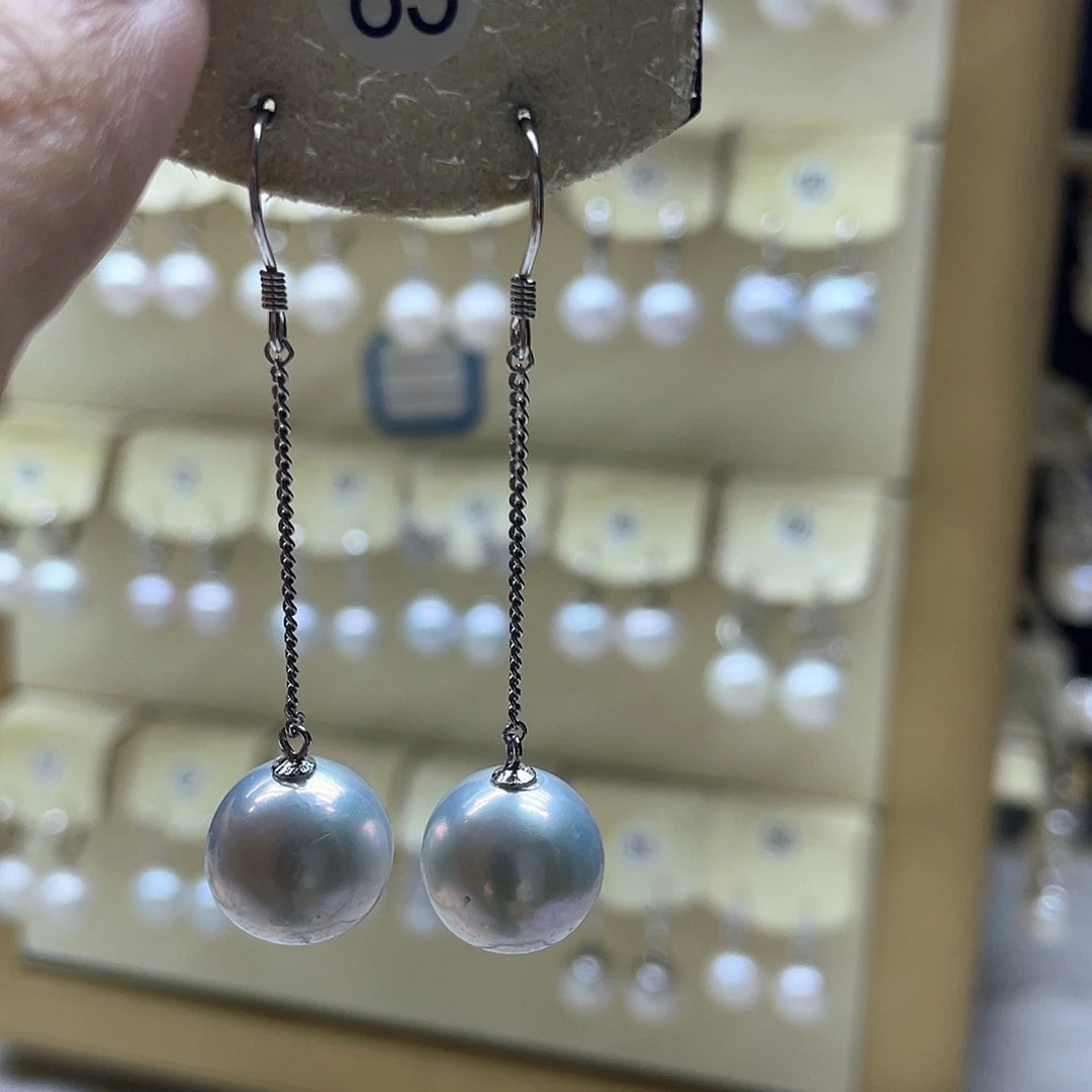 银S925镶嵌淡水珍珠耳饰