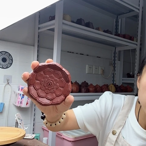 朱泥茶案可以插香的杯垫