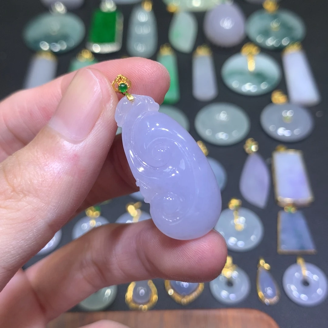 翡翠18K金镶嵌吊坠(不含链)