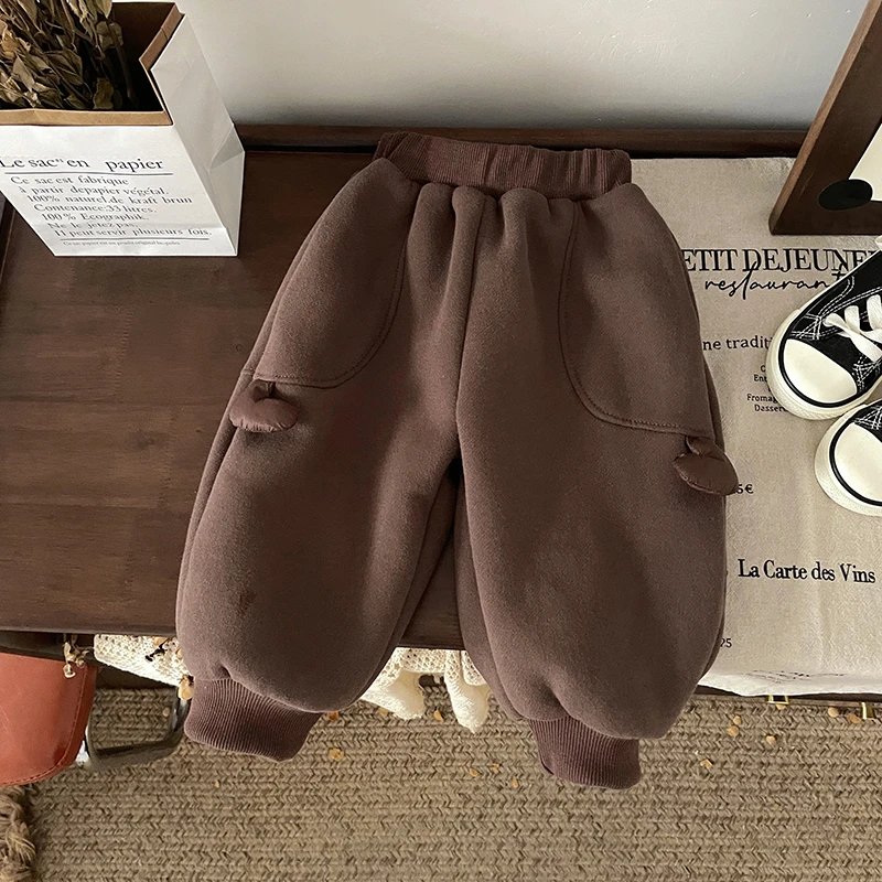 【断码清仓】DK247657冬季新款儿童裤子男童加绒加厚保暖休闲裤