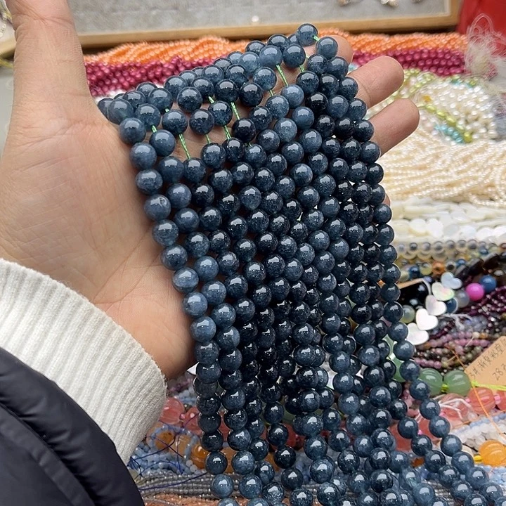 玛瑙/玉髓珠宝半成品未镶嵌一条8mm蓝翡