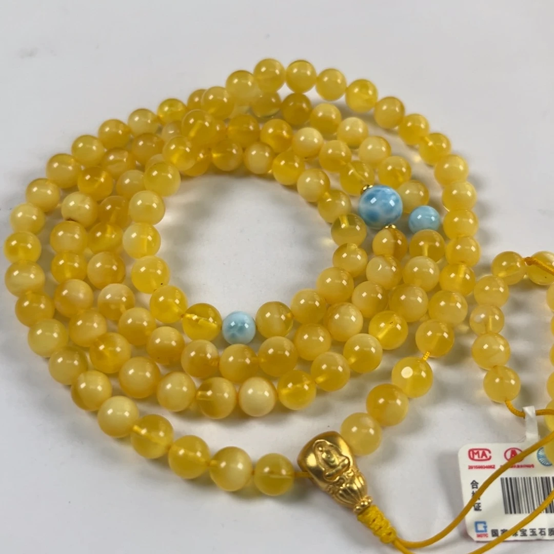裸石琥珀未镶嵌6+金妖黄白花