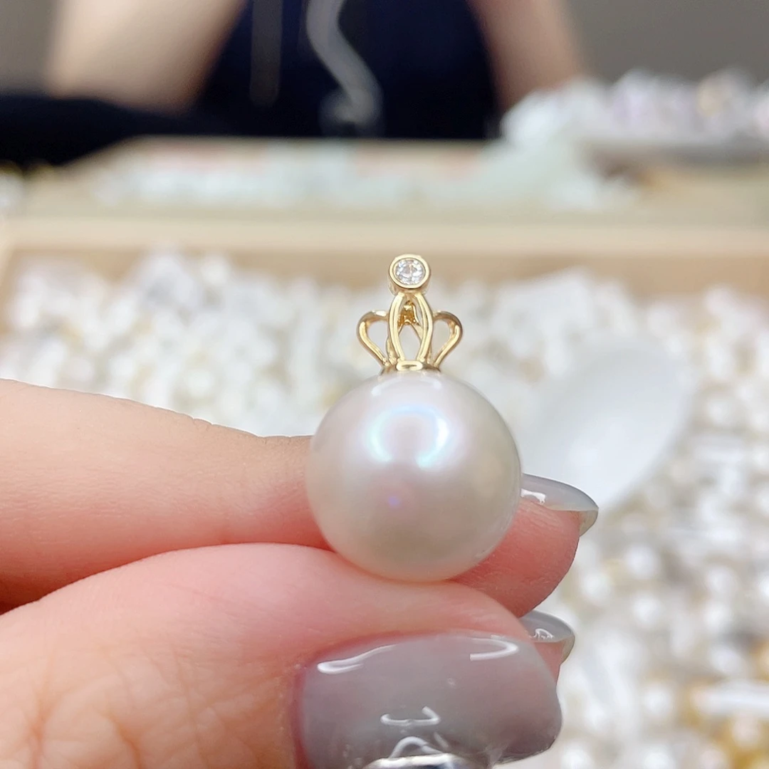 淡水珍珠银S925镶嵌吊坠(不含链)