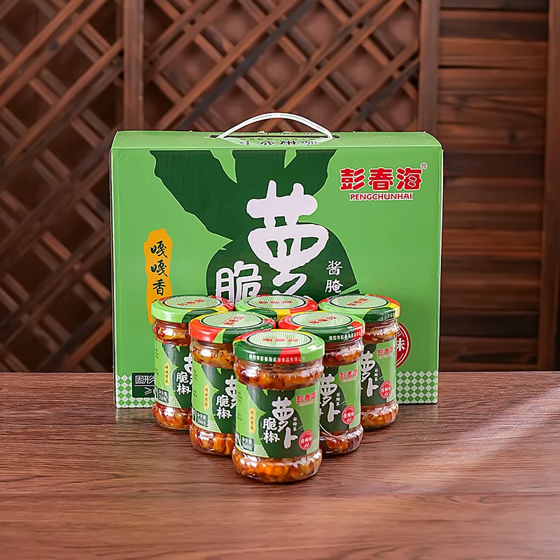 潮汕特产彭春海脆椒萝卜200g*6瓶礼盒装 下饭菜早餐杂咸即食小菜
