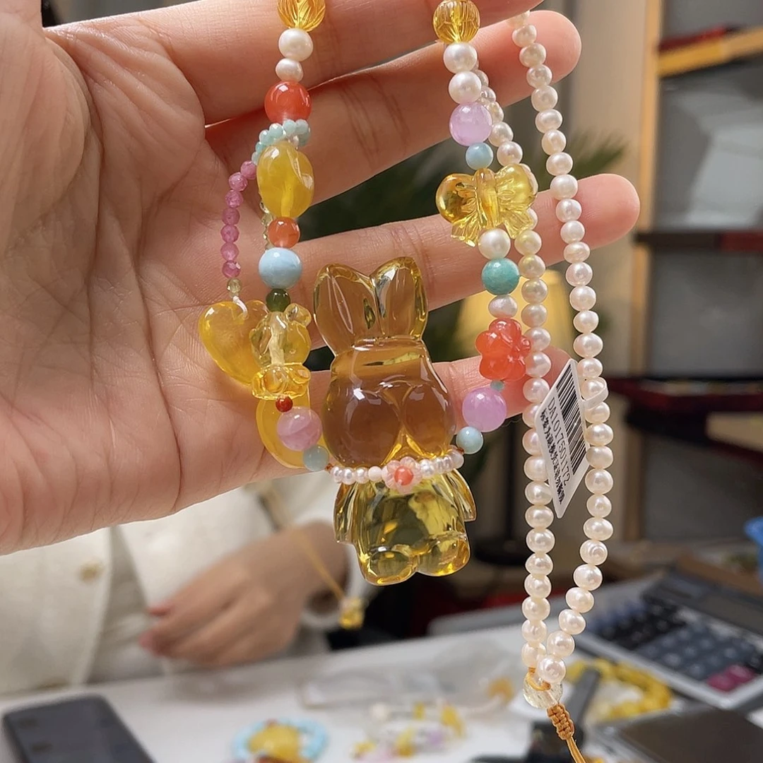 蓝珀裸石未镶嵌蓝珀吊坠