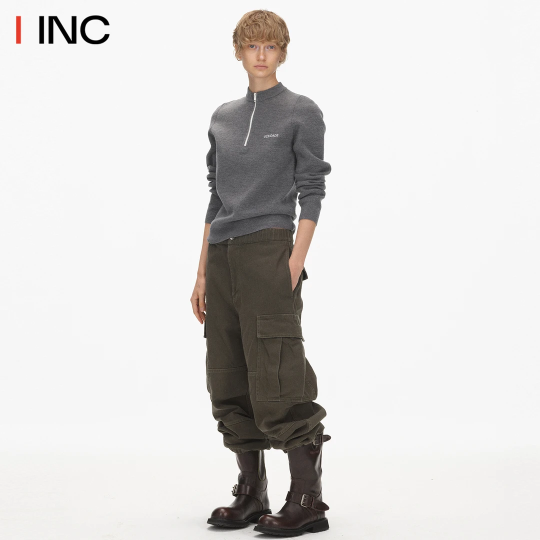 ECHOADE 慵懒经典正肩版型羊毛半拉链高领毛衣打底衫内搭上衣女