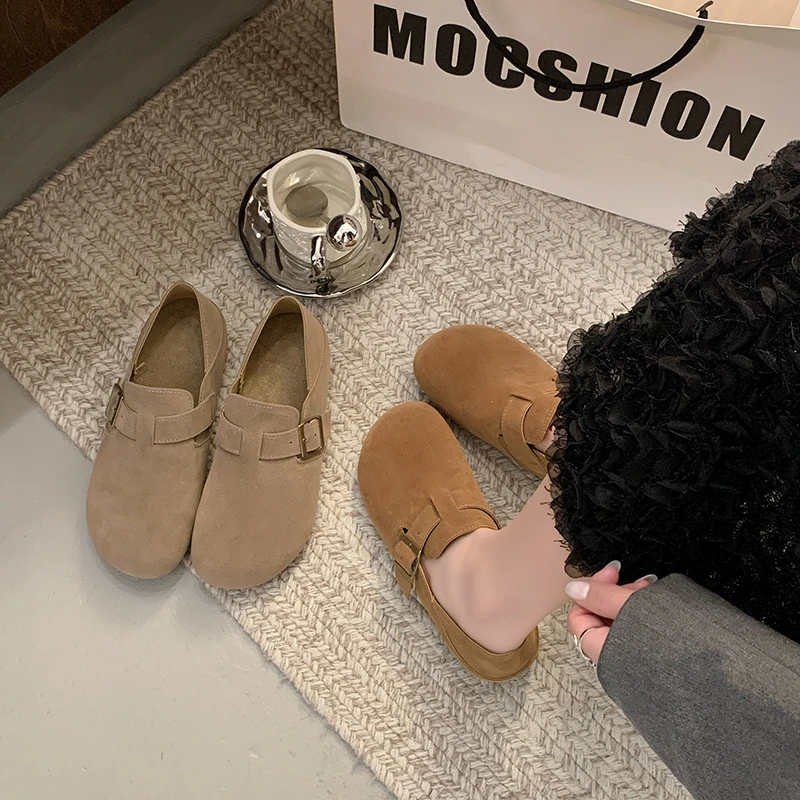 N大码女鞋全包勃肯鞋女春秋时尚两穿软底一脚蹬懒人单鞋