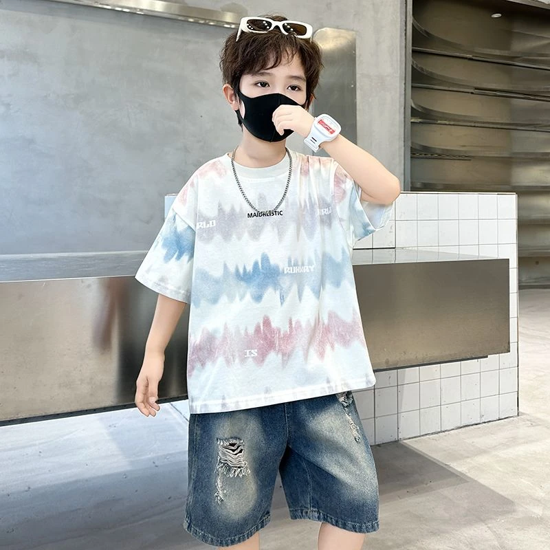 儿童宽松纯棉短袖2025帅气男童中大童夏装痞帅半袖T恤洋气上衣潮