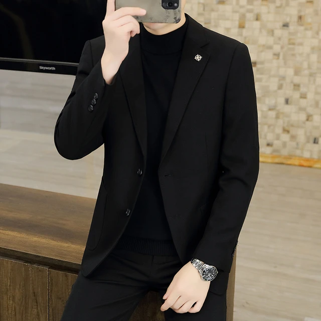 G2000毛呢小西服2025新款修身纯色呢子上衣秋冬季高端男士休闲西