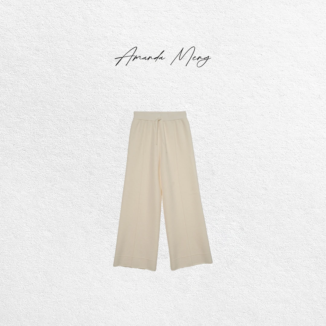 【芳华】高支高密极细美丽诺绵羊毛双股纱厚阔腿裤九分挺括垂坠保暖