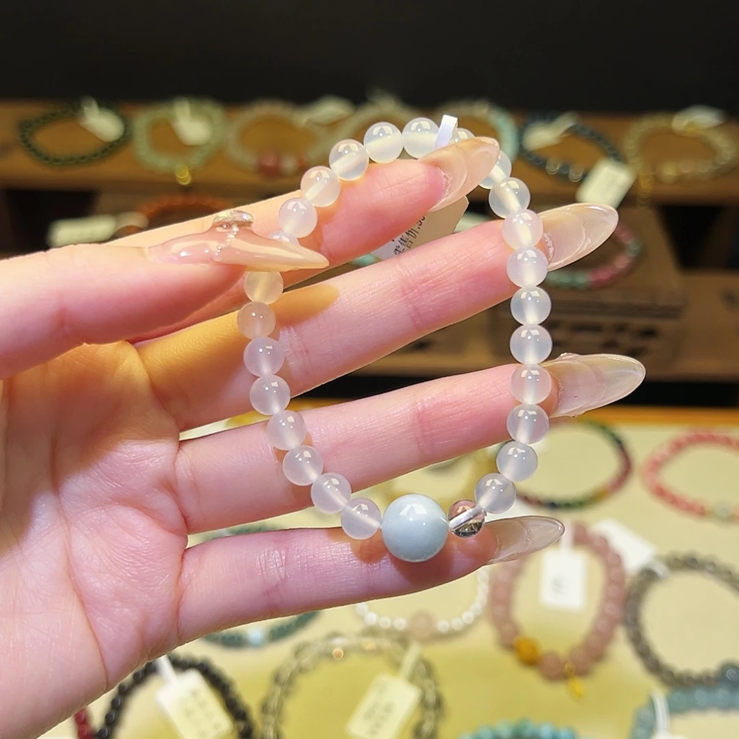 水晶手链银S925镶嵌白9071