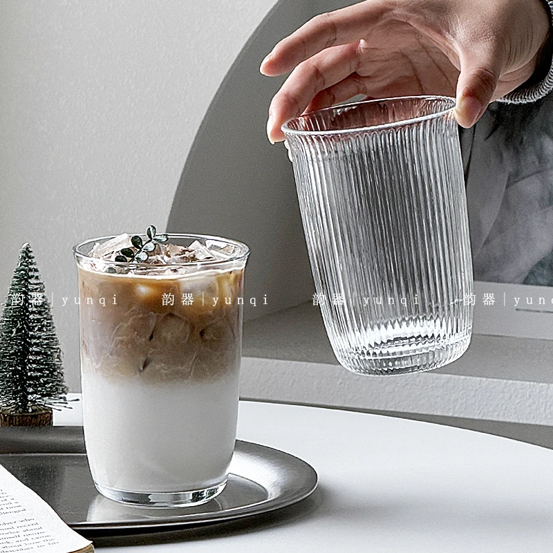 韵器ins玻璃果汁杯浓缩咖啡杯气泡水奶昔饮品杯家用创意加厚u形杯