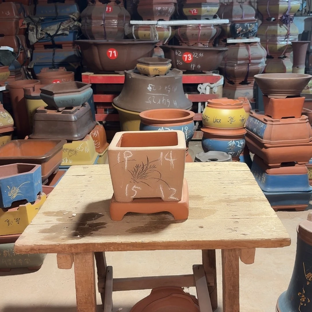 紫砂紫砂花盆四方一个