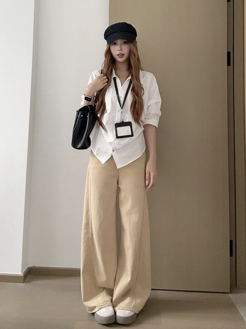 【会凹造型的白衬衫】高级感泡泡袖上衣女气质收腰显瘦衬衫