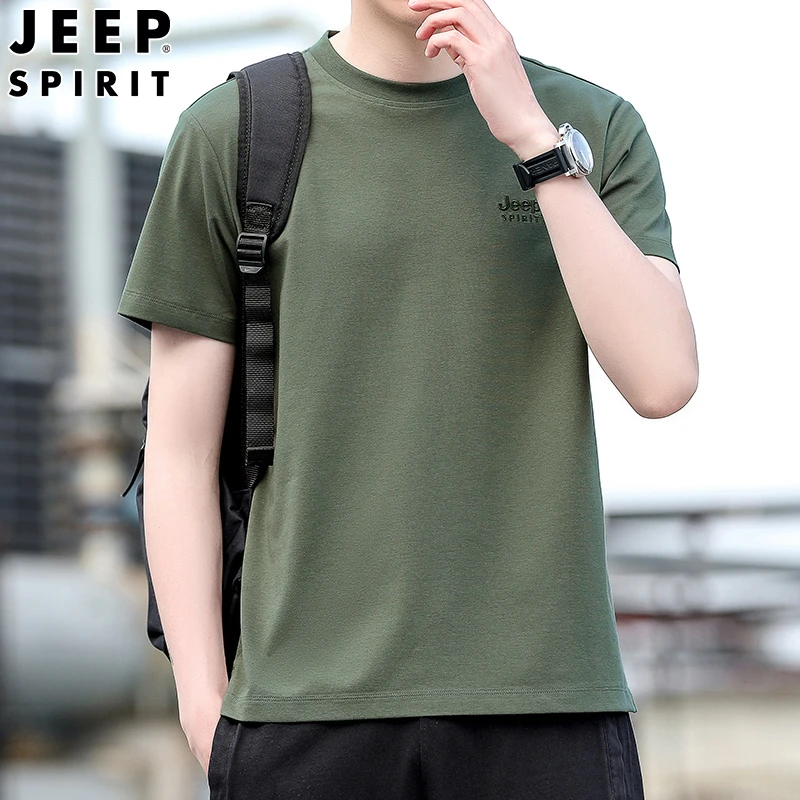 Jeep吉普夏季新款男士休闲短袖时尚百搭T恤圆领潮流山系cityboy