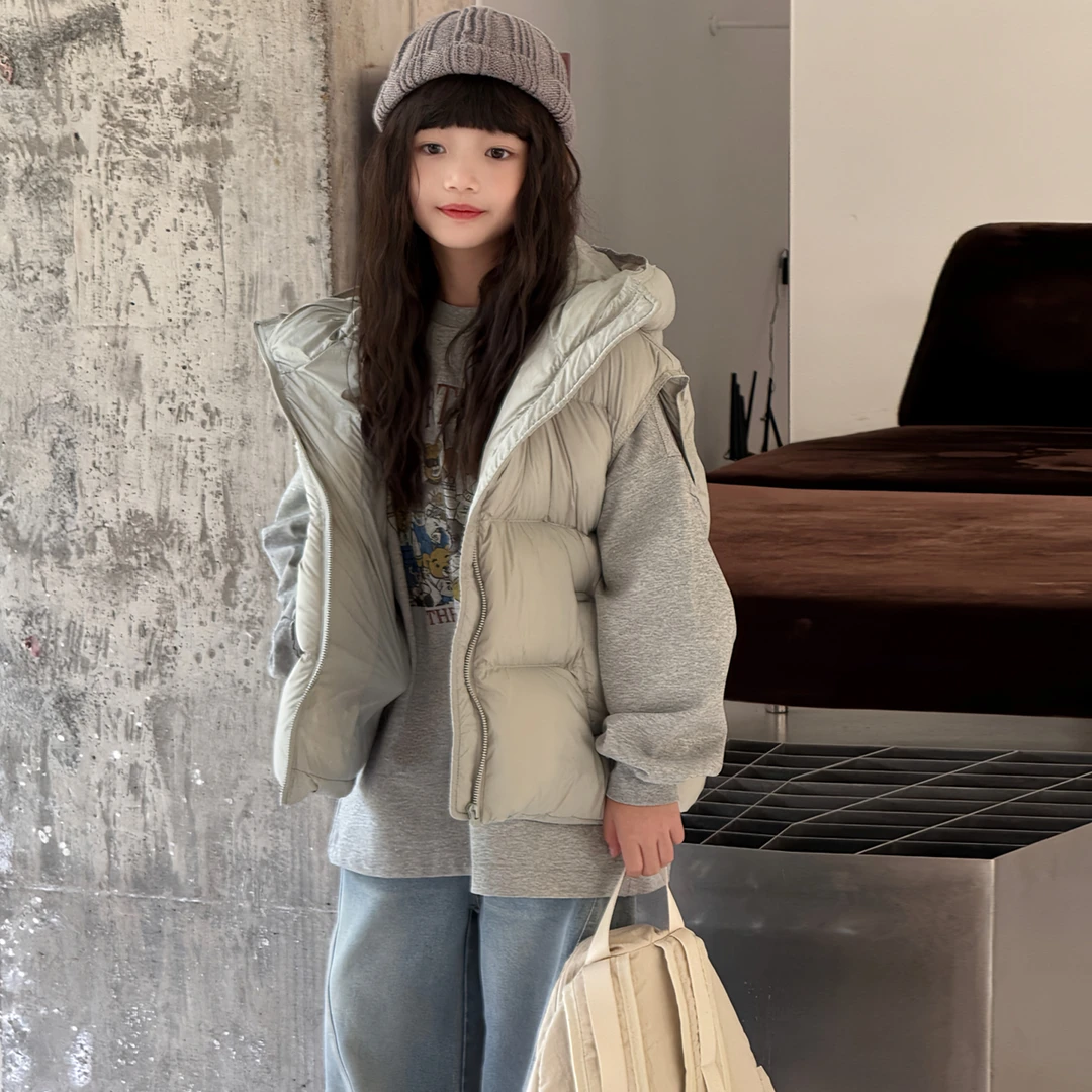 儿童羽绒马甲韩版新款童装男童女童中大童加厚连帽白鸭绒保暖背心