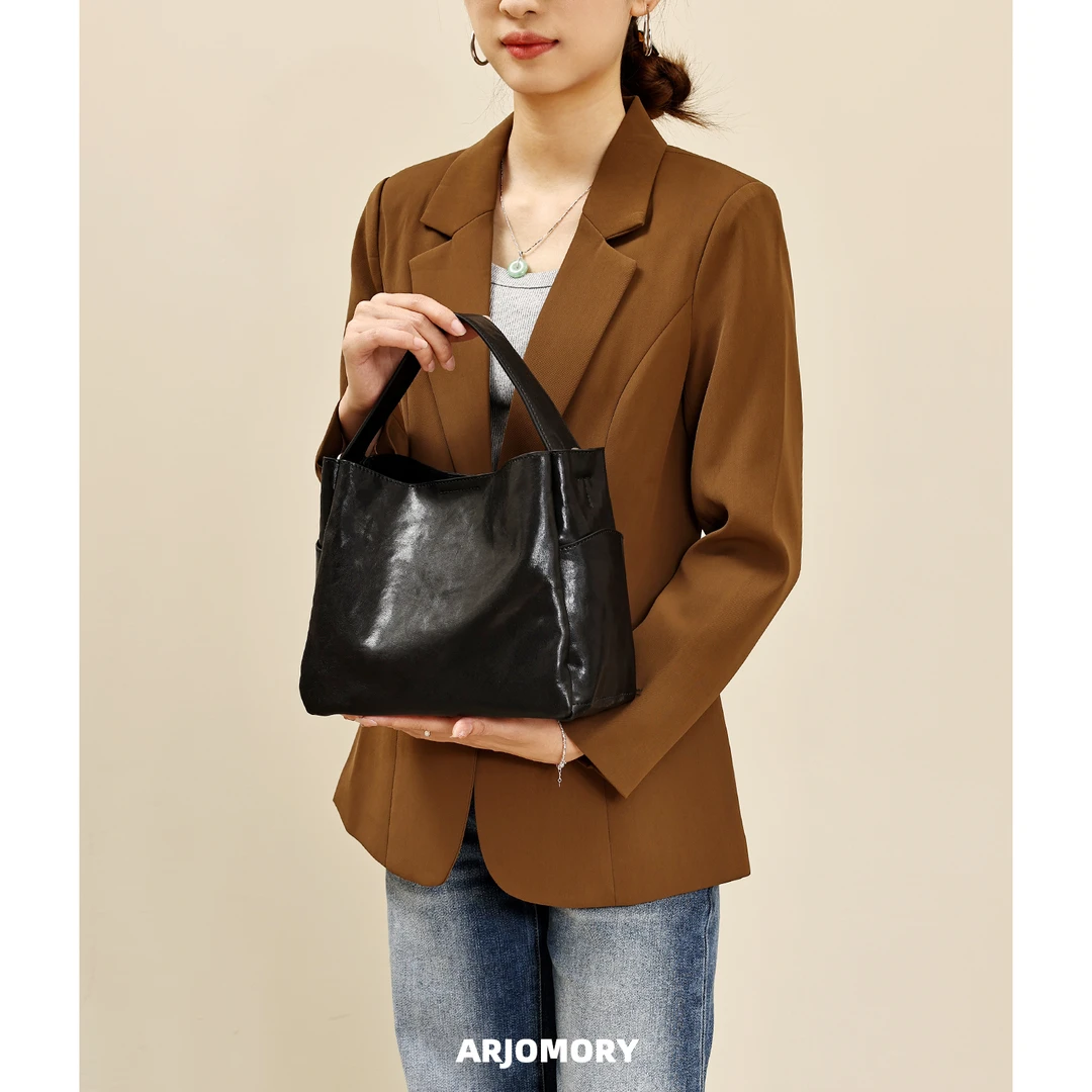 ARJOMORY原创设计头层牛皮手提包女2025新款时尚简约单肩包斜挎包