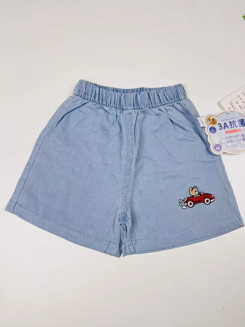 松紧带松紧休闲风短裤休闲裤韩版中童绣花童装 男女短裤