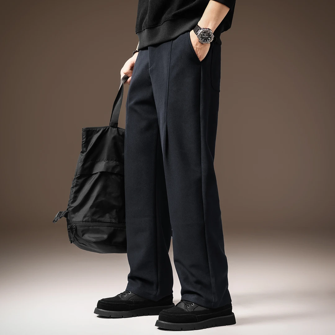 高端美式直筒老钱风休闲裤男2025年秋季新款宽松垂感百搭针织卫裤