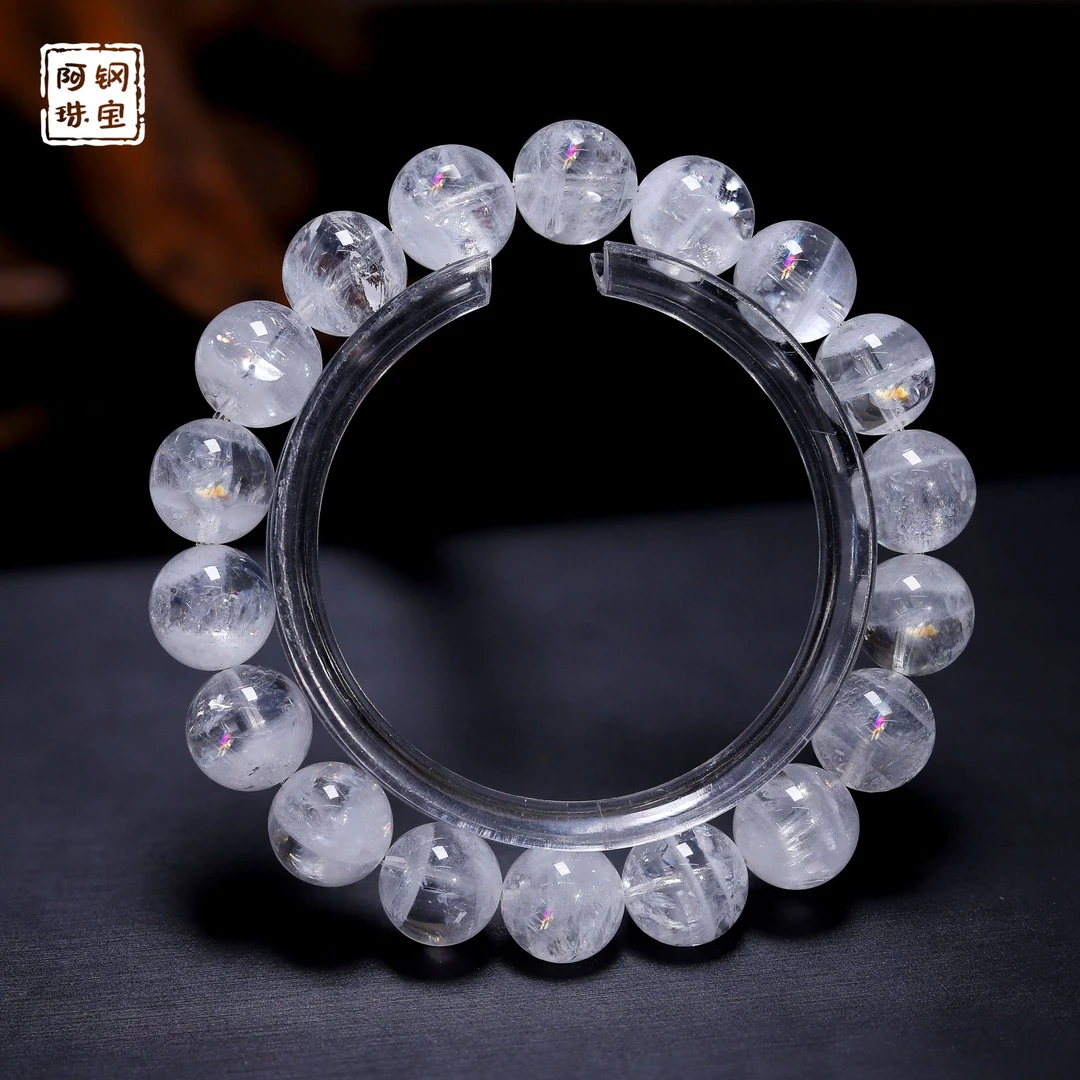 【高品彩虹】千层白幽灵水晶手串天然透体水晶-多样性发其一-BY166