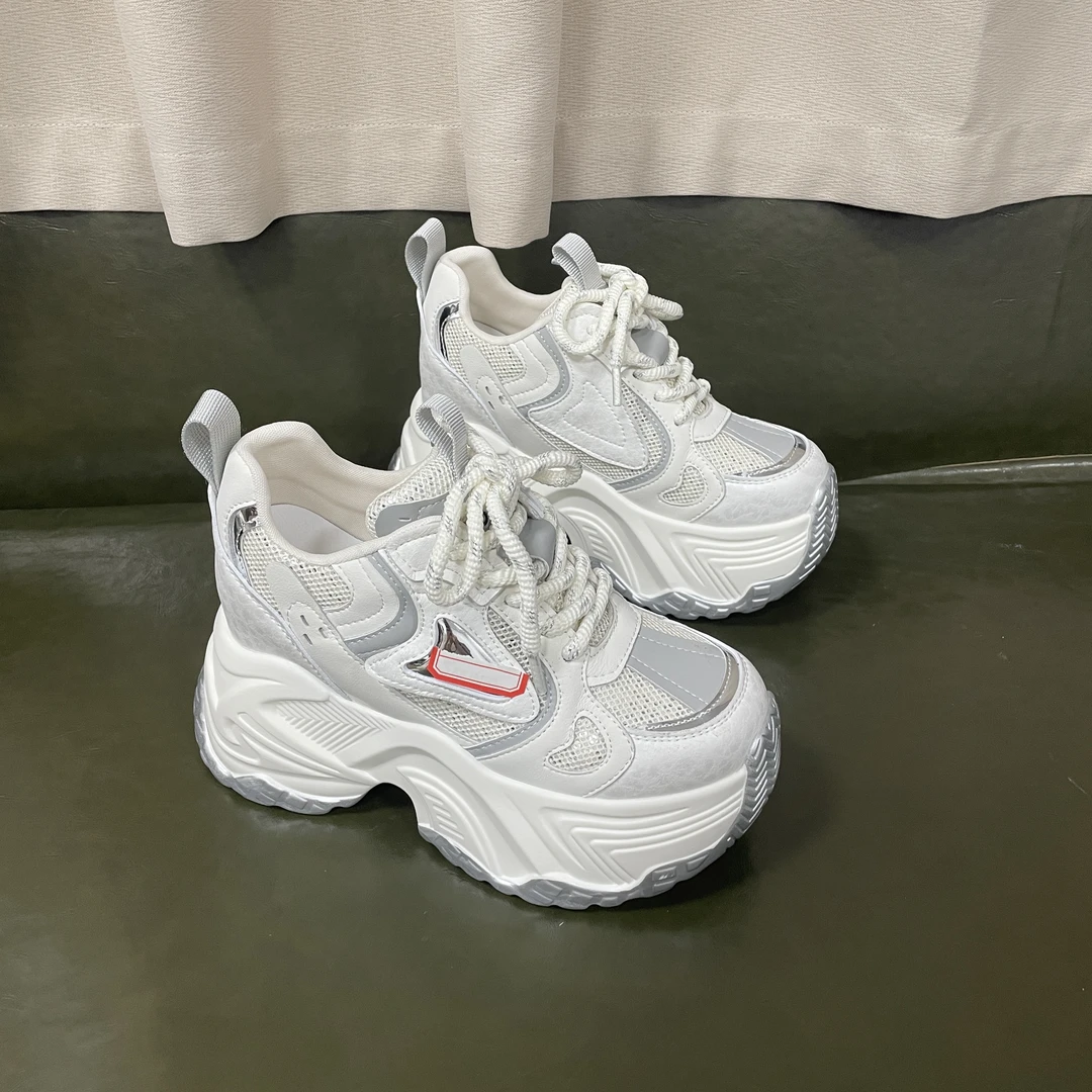 （特）增高10CM 2025春季新款休闲老爹鞋厚底内增高透气女鞋 A3448