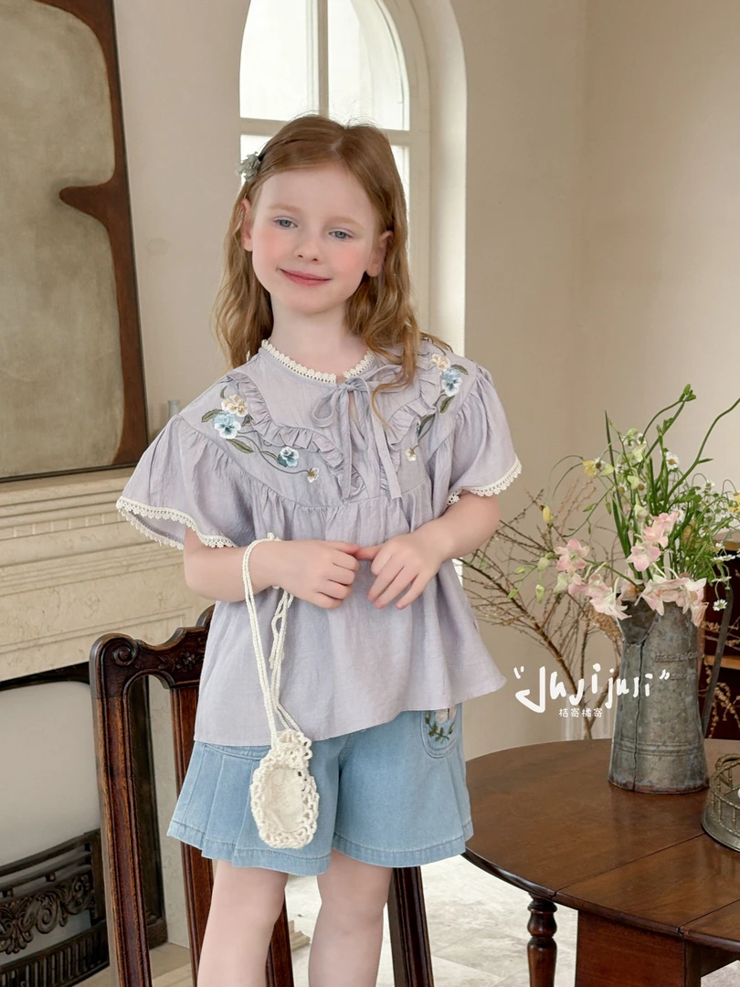 桔寄橘寄juji•25上新夏款【香颂花语】绣花时尚百搭娃娃衫x8609