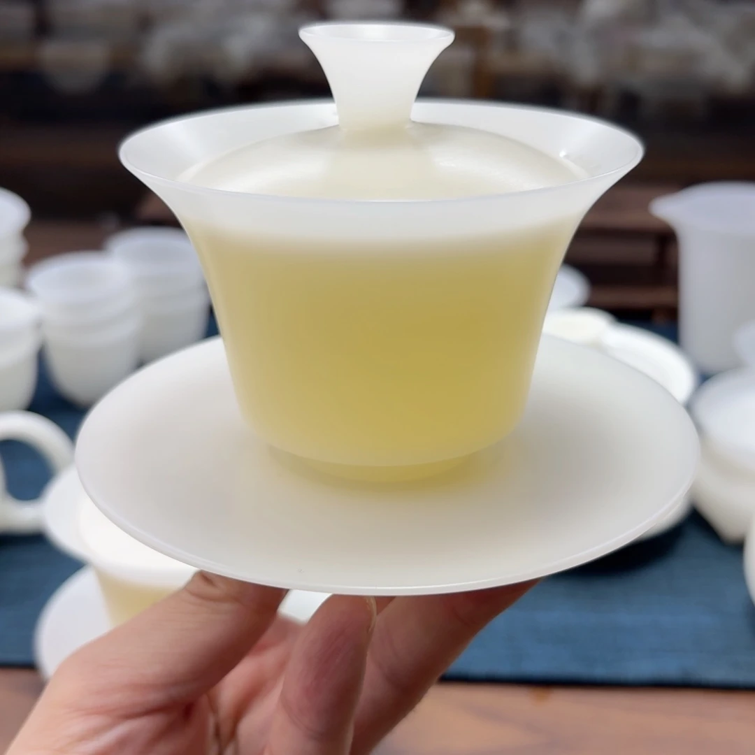 薄胎素烧璞玉冰种玉瓷茶具