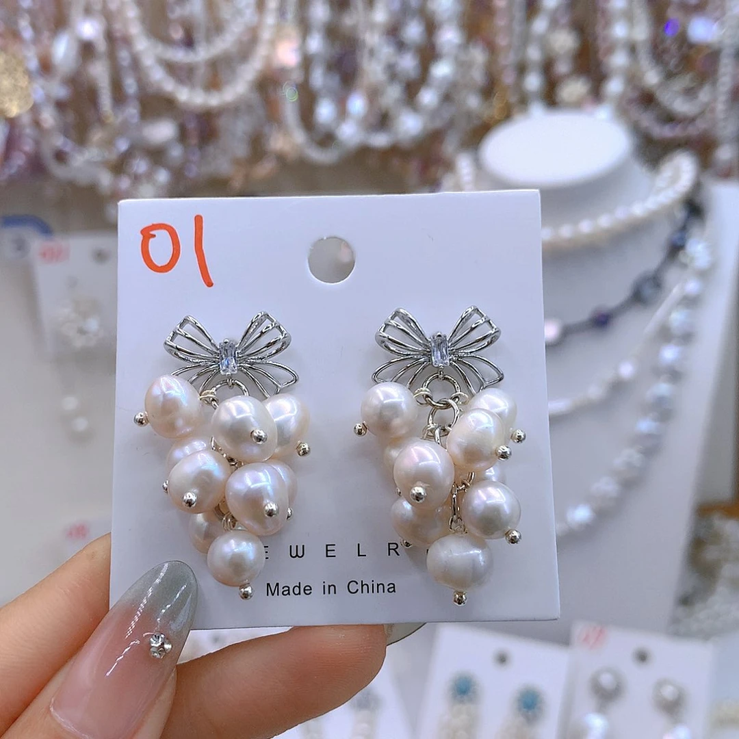 银S925镶嵌淡水珍珠耳坠