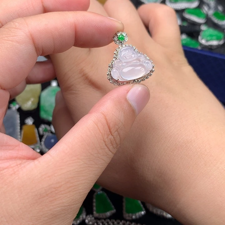 翡翠18K金镶嵌吊坠(不含链)48小时鉴赏期