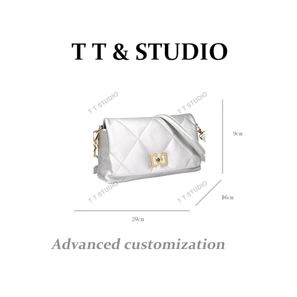 【TT Studio】BF-68369-银色大号RAIN.CUN时尚简约腋下斜跨轻奢女包