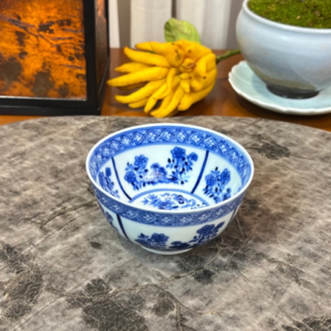 安知茶器 柴窑开窗花卉主人杯手工手绘