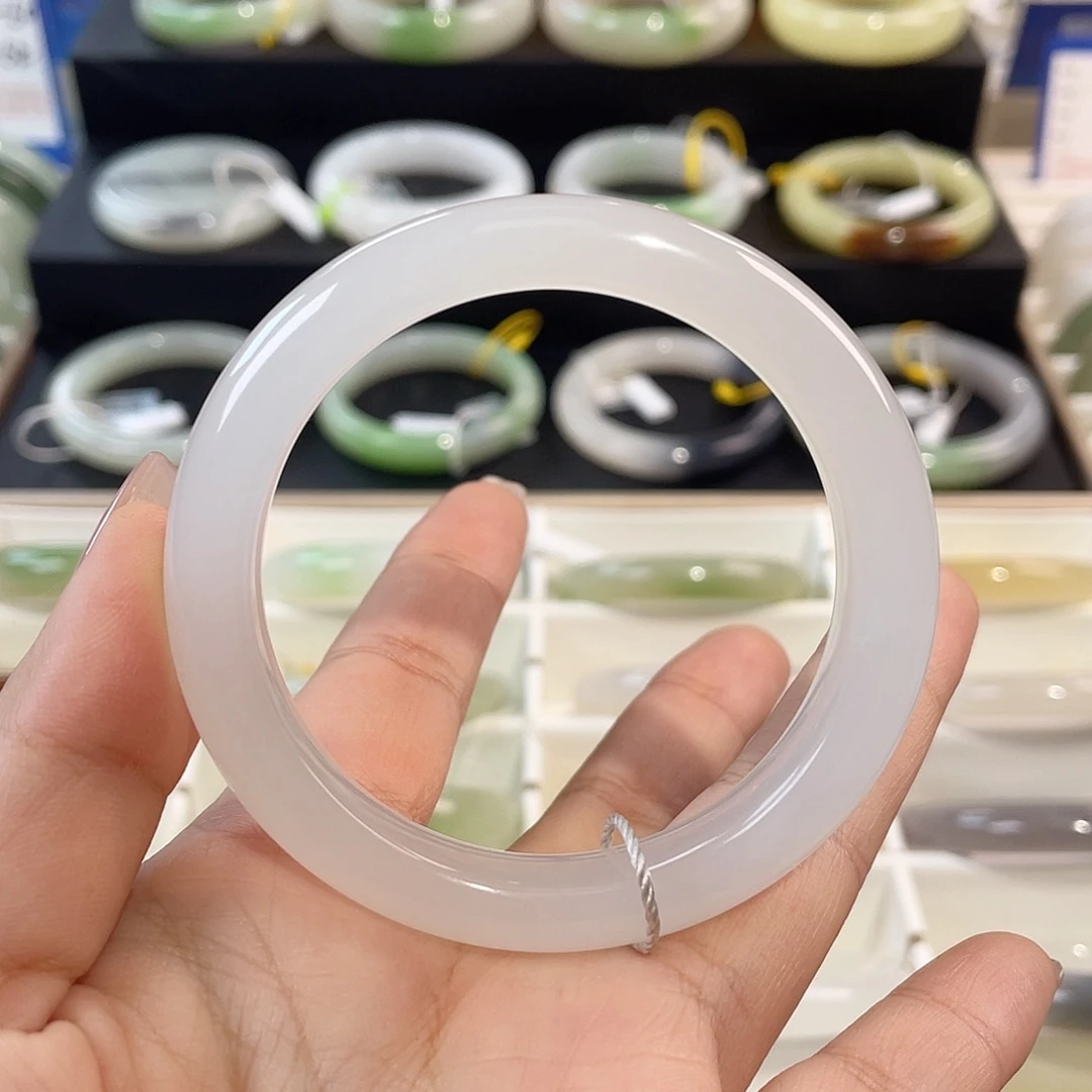 和田玉未镶嵌手镯高冰白 白月光