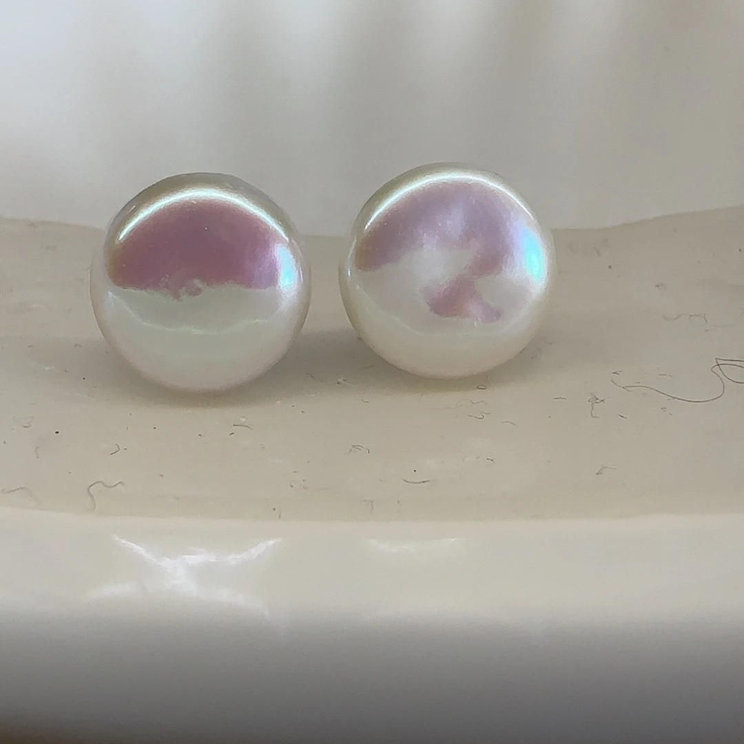 淡水珍珠耳饰银S925镶嵌异****梯