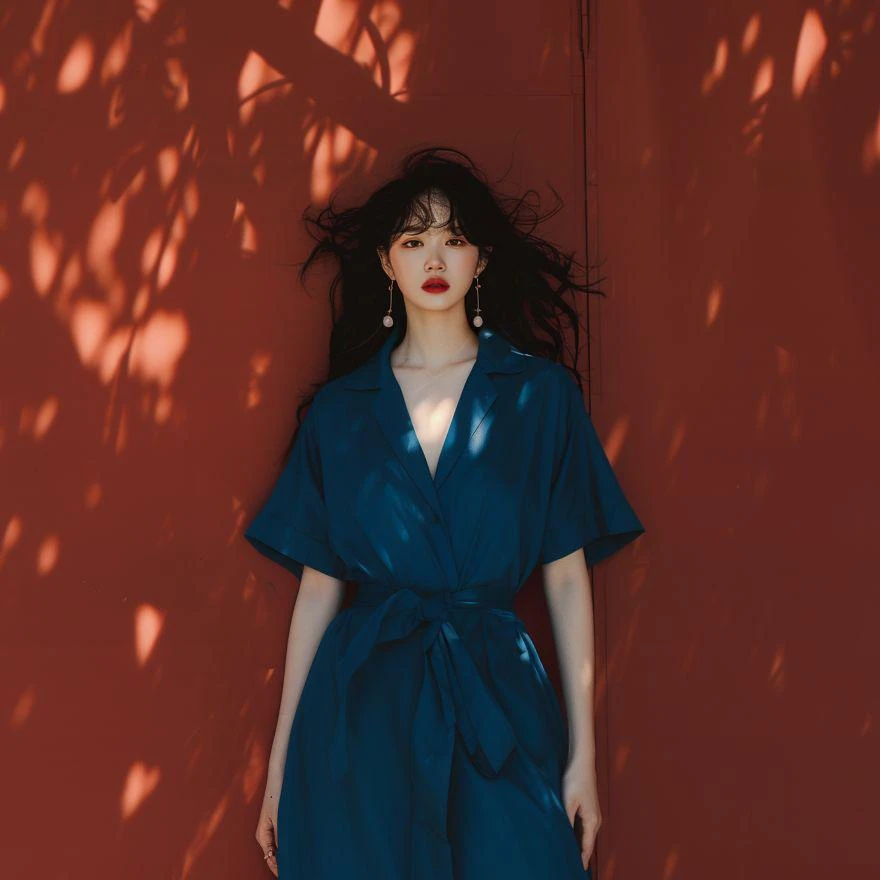 法式轻熟风气质V领收腰短袖连衣裙女夏款显瘦气质小众设计长裙女