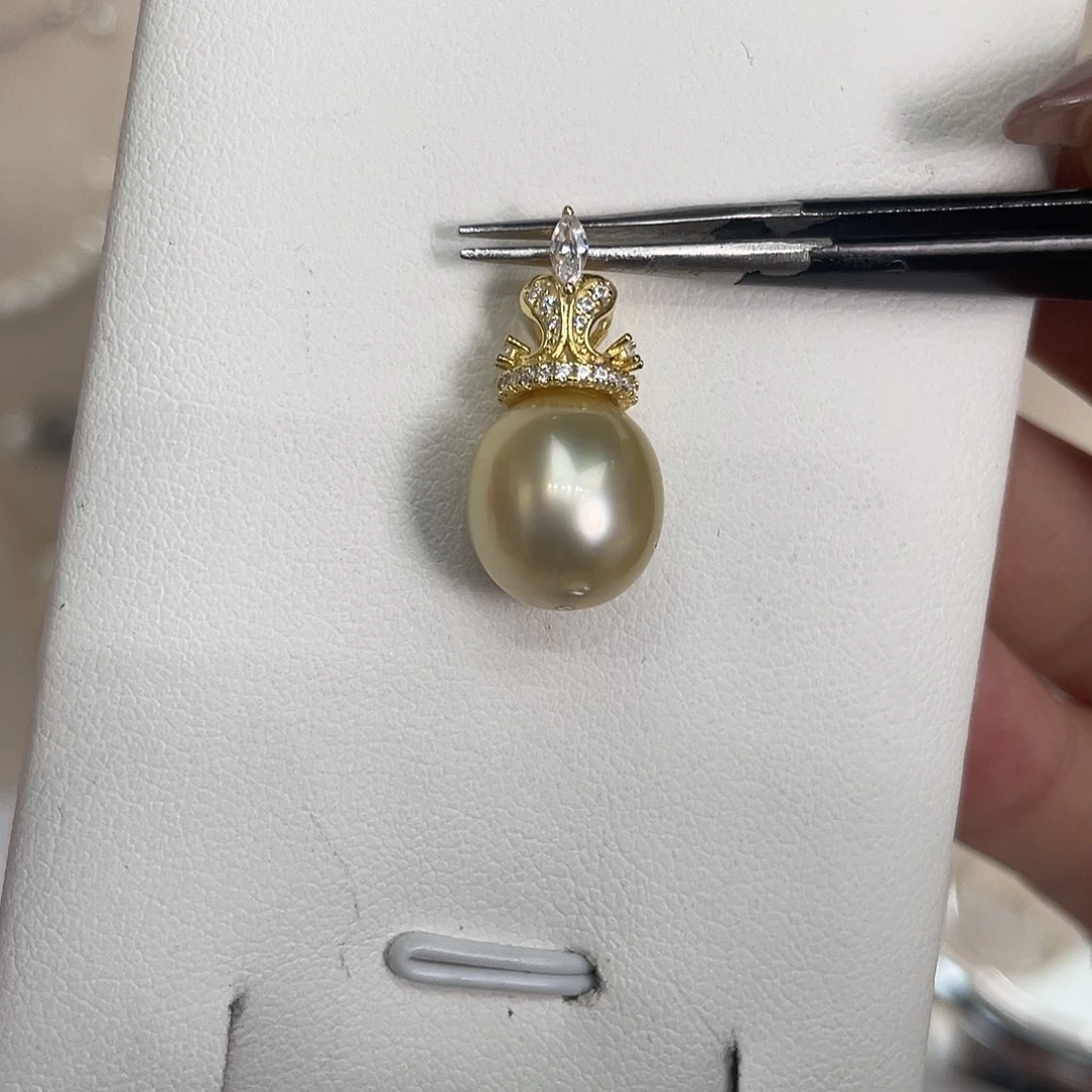 吊坠(不含链)银S925镶嵌海水珍珠