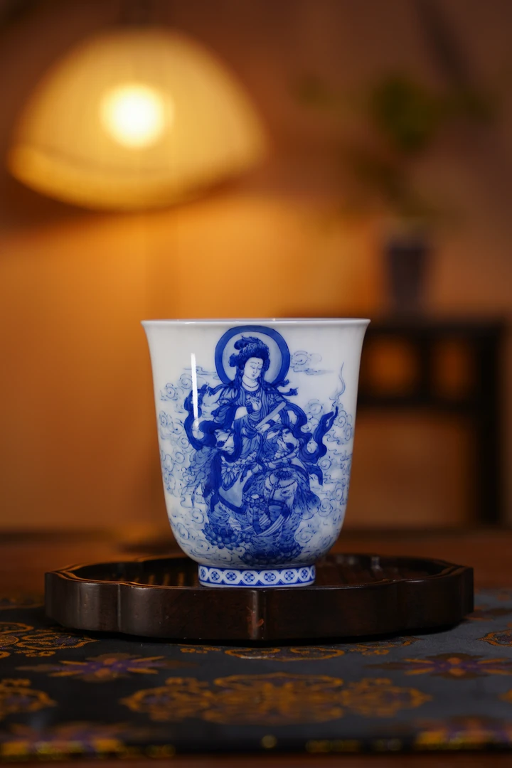 画堂春 南无普贤菩萨杯 陶瓷喝茶茶器手绘饮茶手工HTC茶具