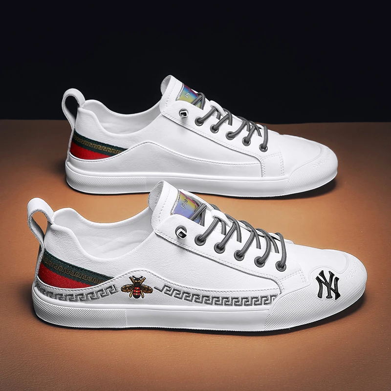 欧洲站秋冬懒人驾车鞋时尚休闲板鞋真皮潮流男鞋小伙百搭小白鞋子