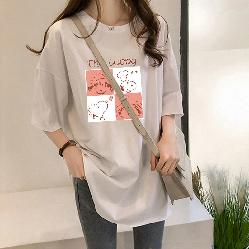 2025新女款休闲t恤印花宽松韩版纯棉夏装春夏百搭洋气辣妈打底衫