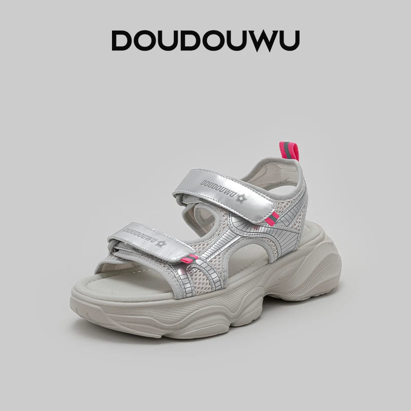 豆豆屋厚底凉鞋女外穿2024夏季新款韩版潮酷休闲百搭松糕露趾女鞋