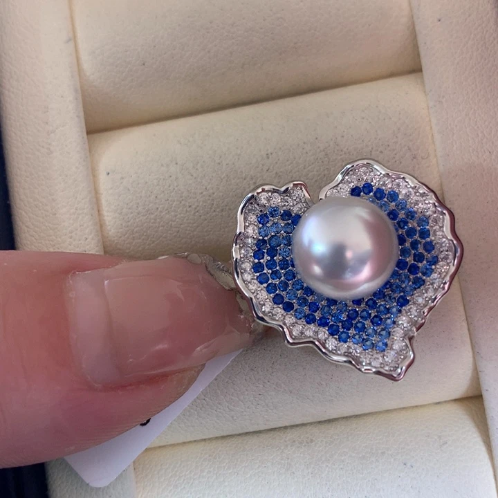 银S925镶嵌戒指海水珍珠