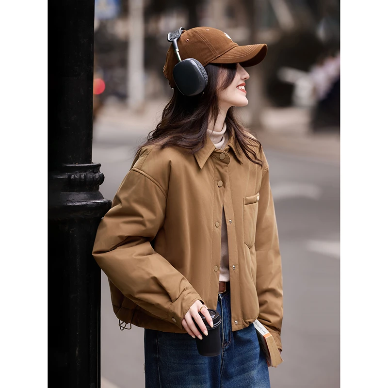 翻领棉服2025年冬季新款夹棉厚外套上衣女装SXMF25021