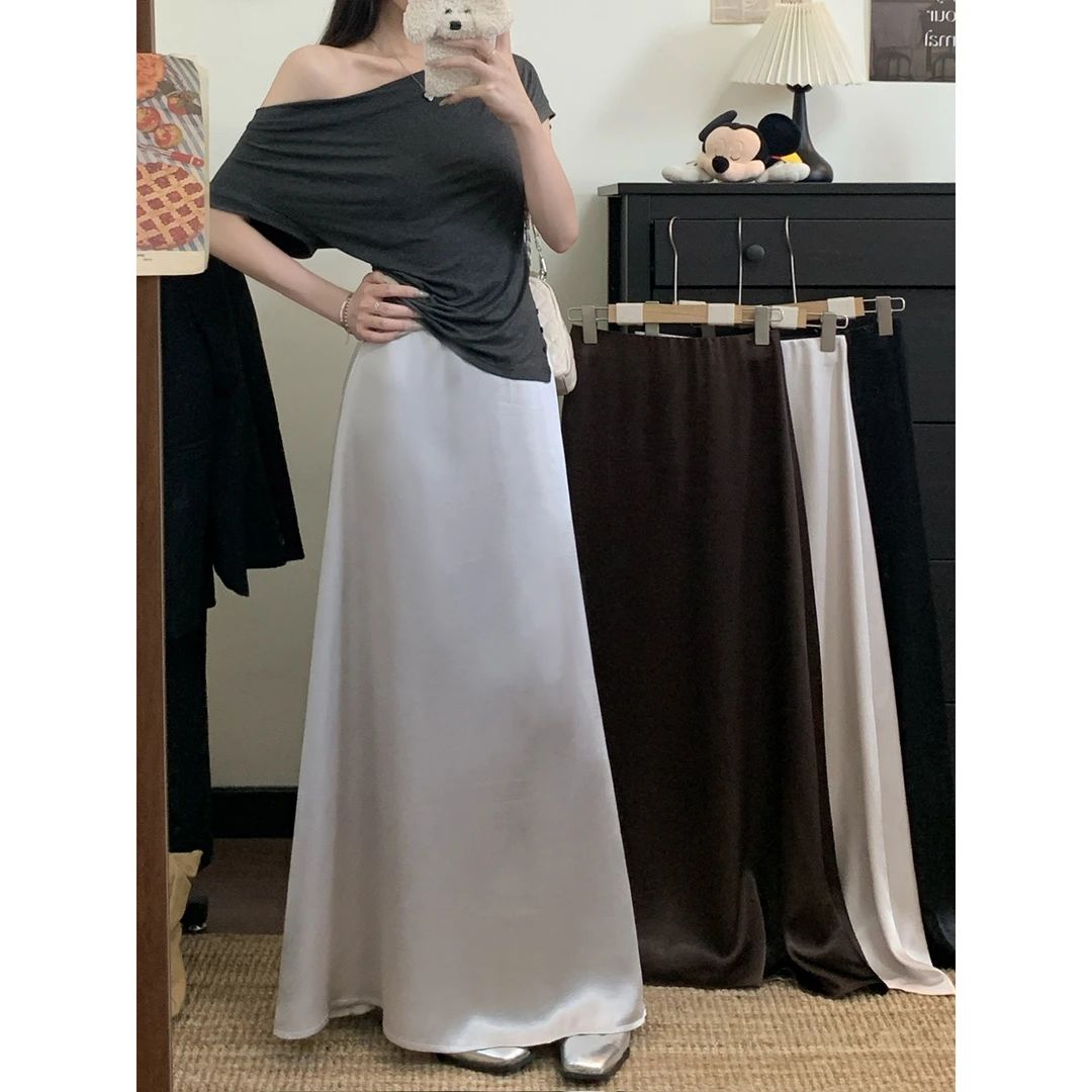 2005夏季新款高腰半身裙女遮跨显瘦a字包臂长裙9280