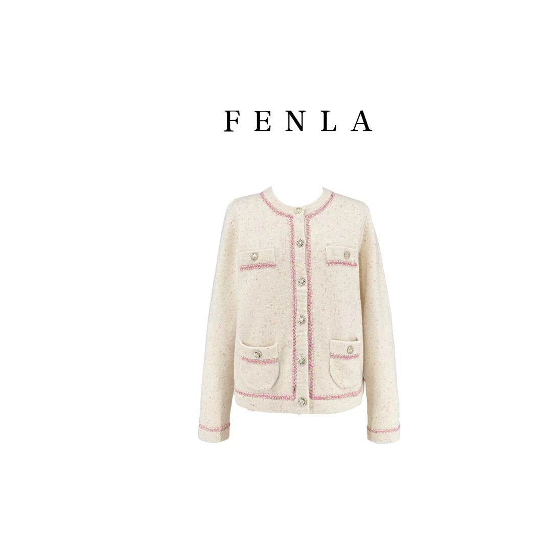 【惠姐私服】温柔风圆领开衫毛呢外套甜美减龄外搭上衣 83236