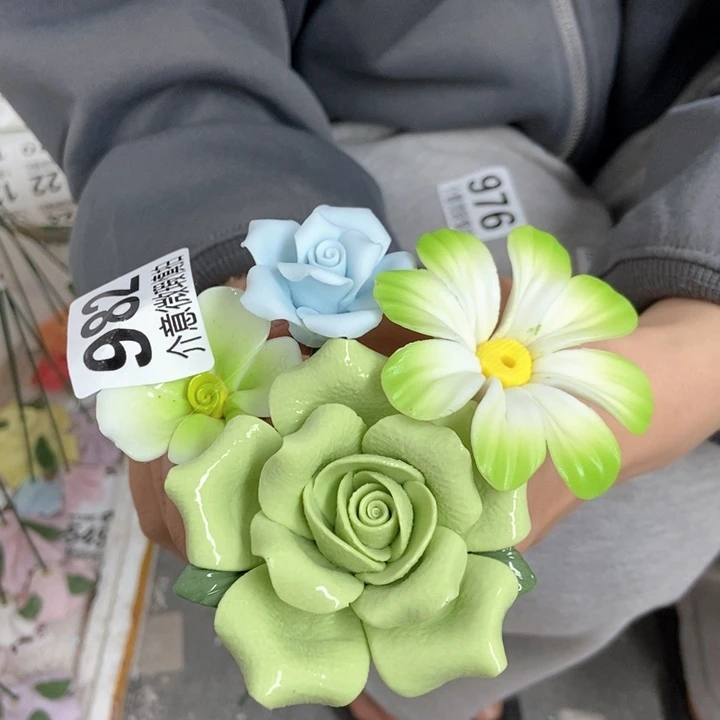 摆件手工制作陶瓷花