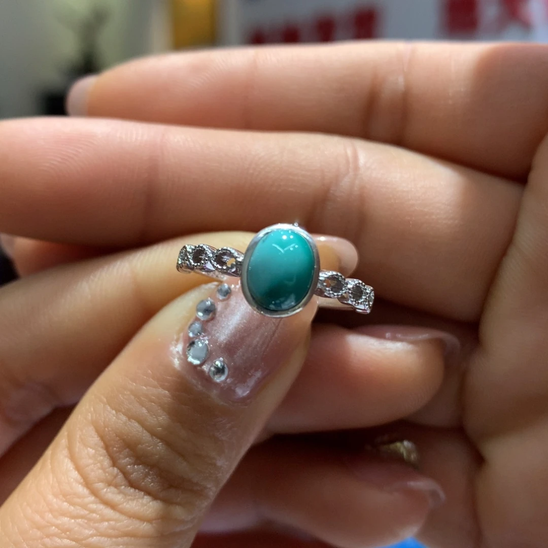绿松石戒指银S925镶嵌