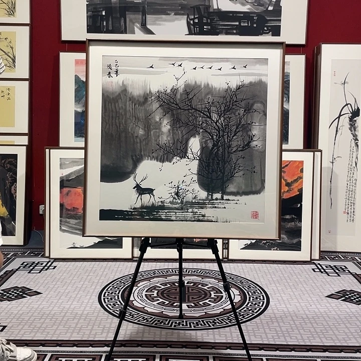 国画手绘作品带框